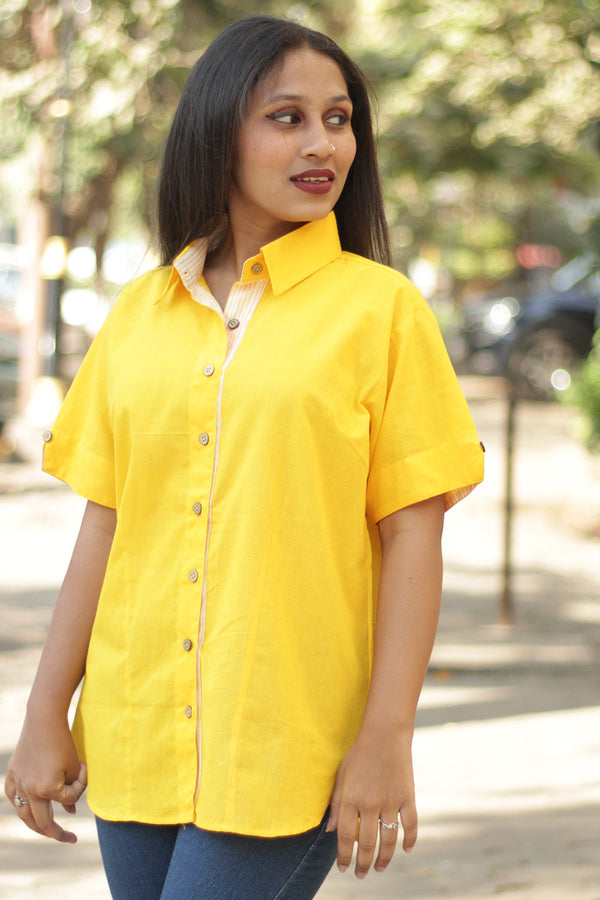 Cotton Shirt | Candy Stripes | Chrome Yellow