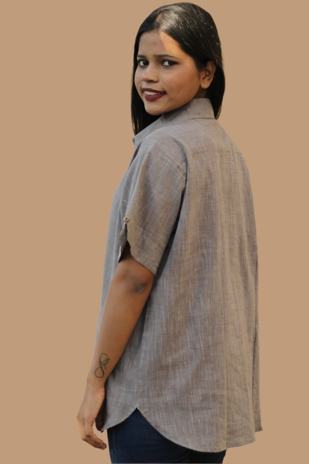 Cotton Shirt | Candy Stripes | Grey