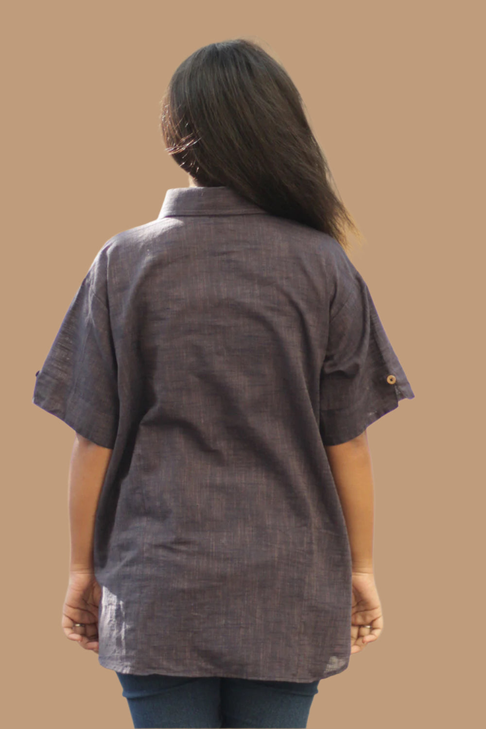 Cotton Shirt | Candy Stripes | Bluish Brown