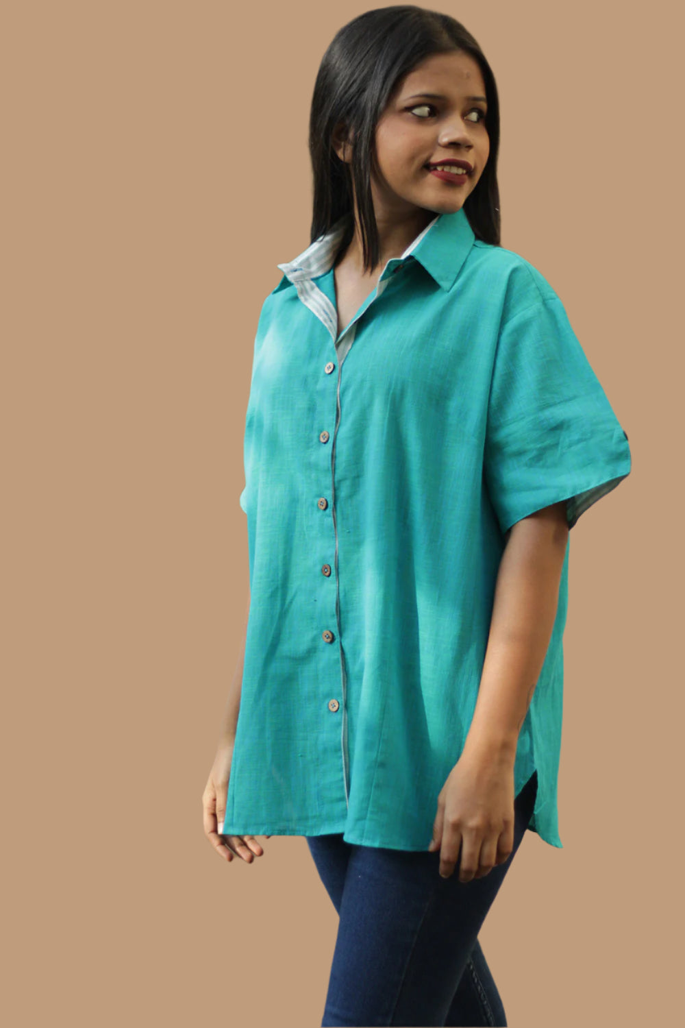 Cotton Shirt | Candy Stripes | Turquoise