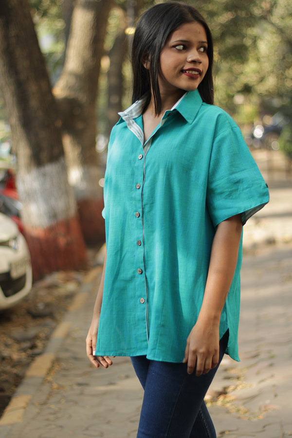 Cotton Shirt | Candy Stripes | Turquoise