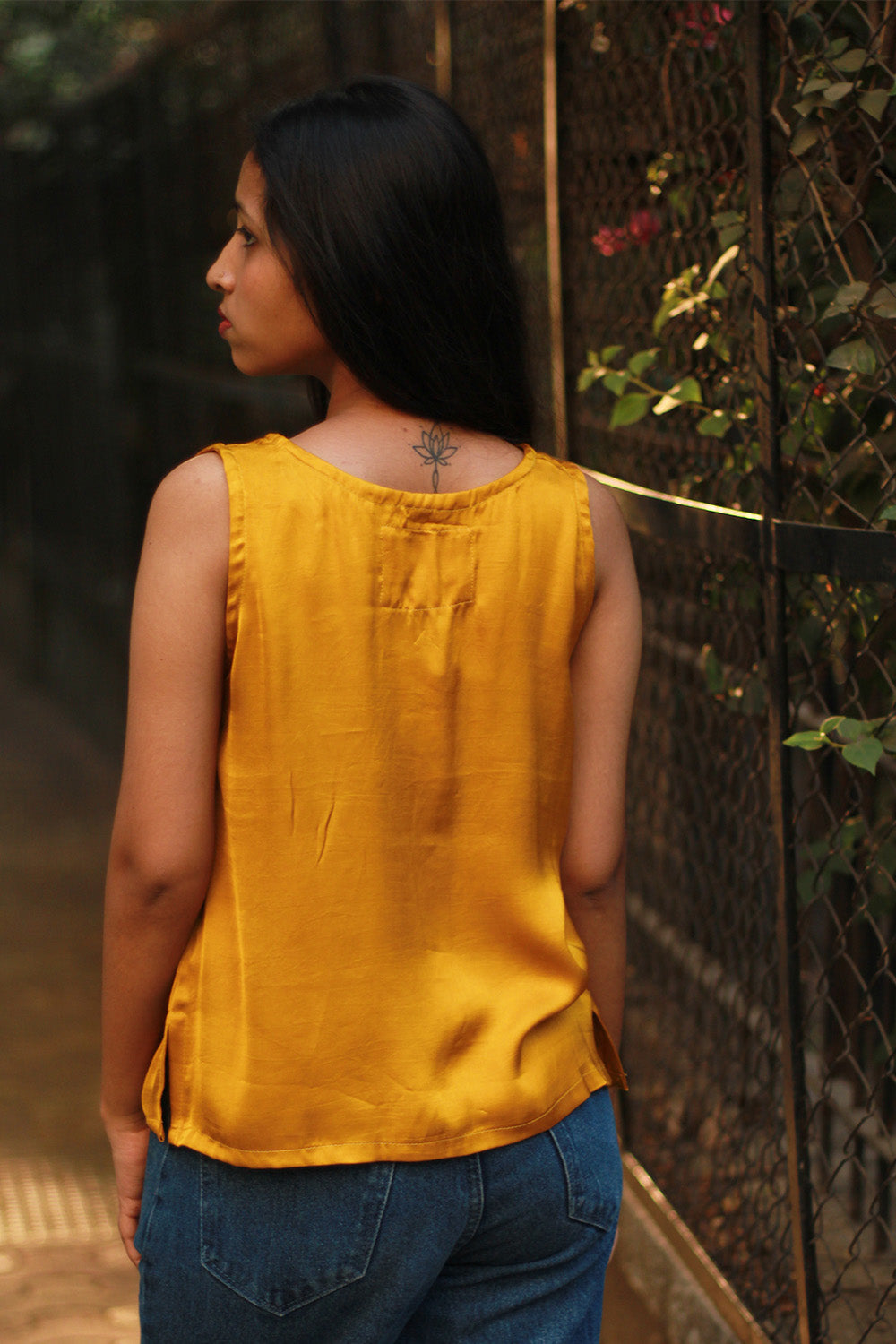 Front Buttoned Vest | Modal Silk | Golden