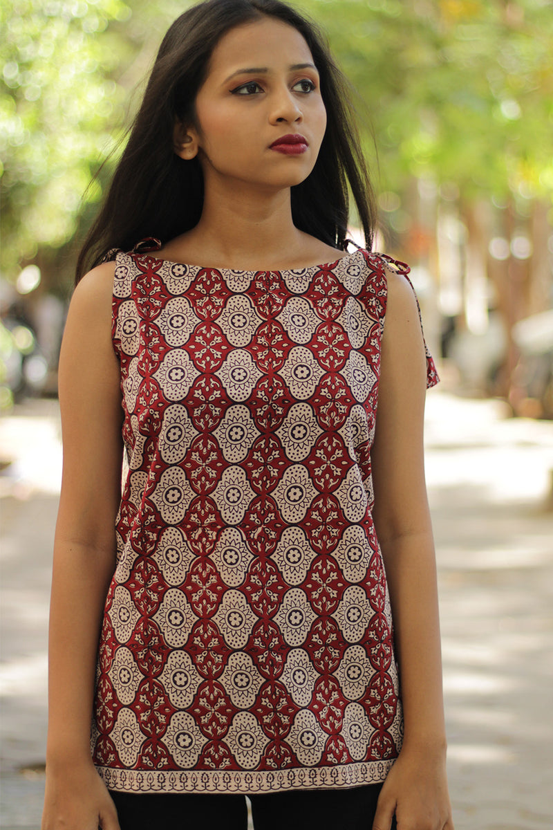 Chanchal | Dori Top | Maroon Bagh Cotton