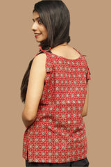 Chanchal | Dori Top | Madder Ajrakh Trellis Cotton