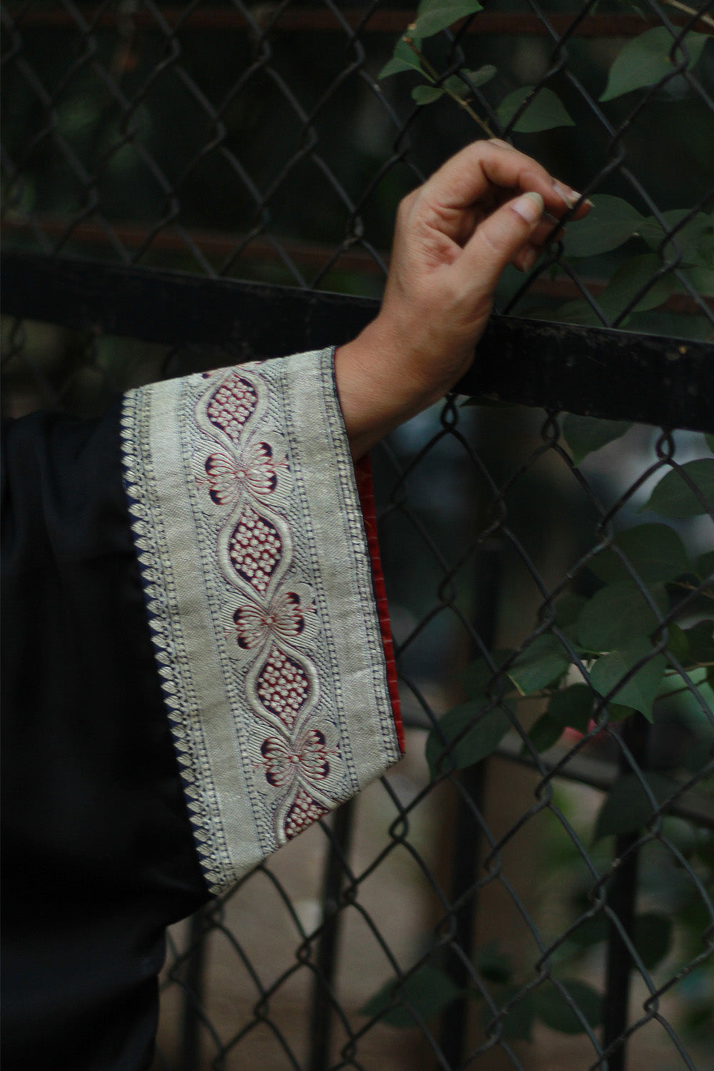 Banarasi Taarini | Collared Kaftan Top | Modal Silk | Noir