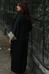 Banarasi Taarini | Collared Kaftan Top | Modal Silk | Noir