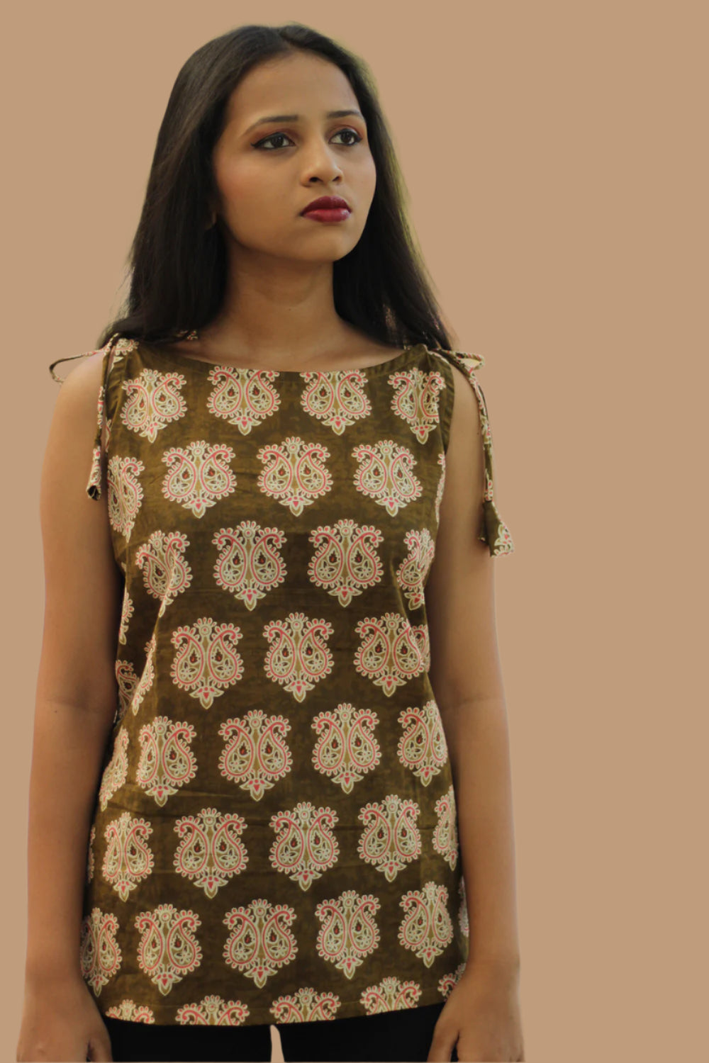 Chanchal | Dori Top | Green Floral Kairi Bagru