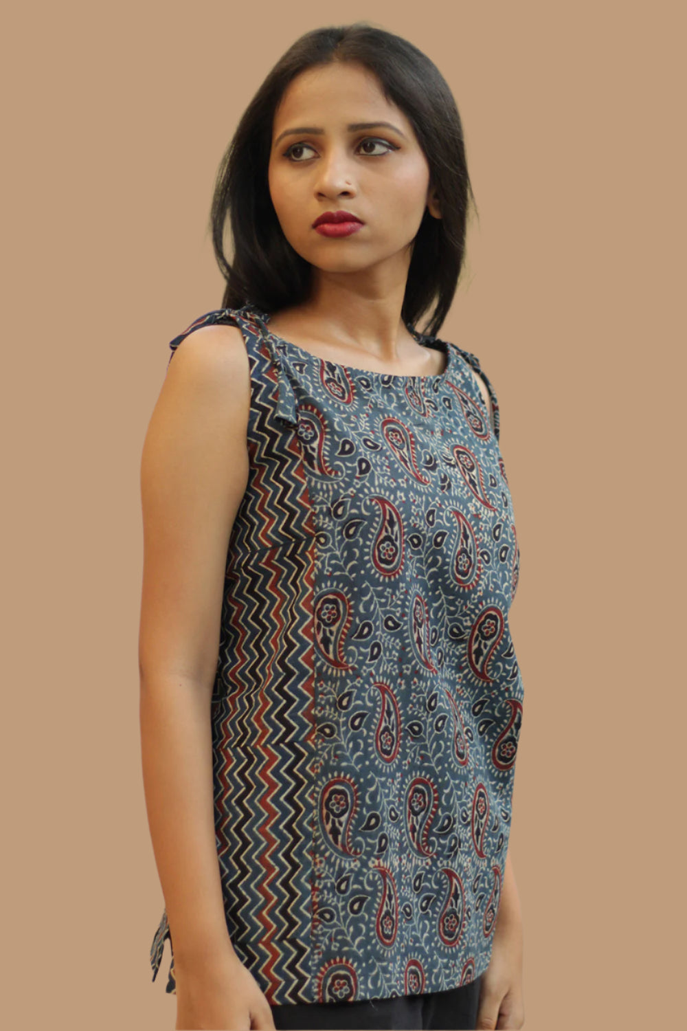 Chanchal | Dori Top | Navy Kairi & Chevron Ajrakh