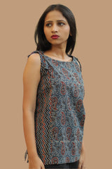 Chanchal | Dori Top | Navy Kairi & Navy Chevron Ajrakh