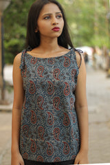 Chanchal | Dori Top | Navy Kairi & Navy Chevron Ajrakh