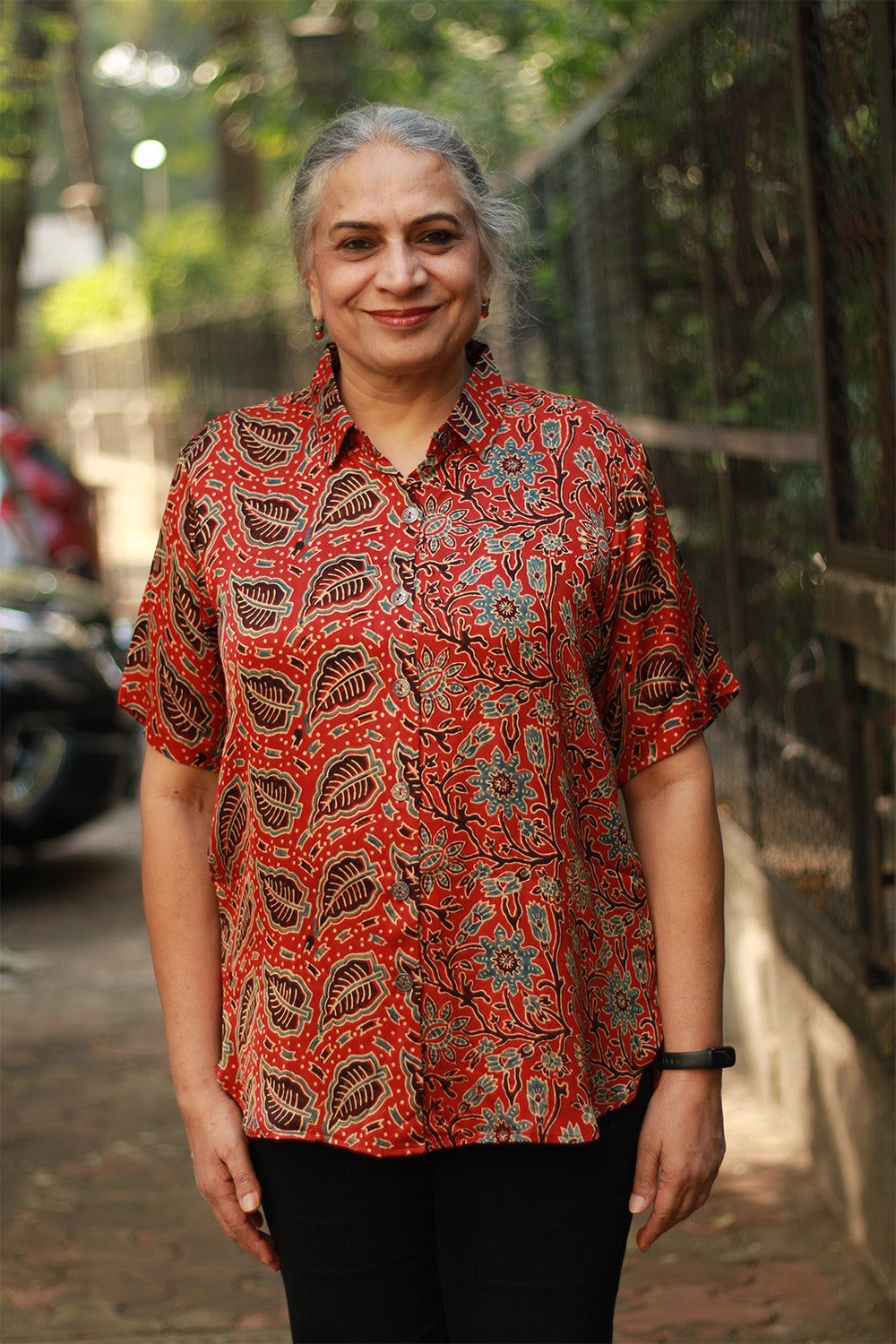 Tara | Ajrakh Modal Shirt | Red Leaf