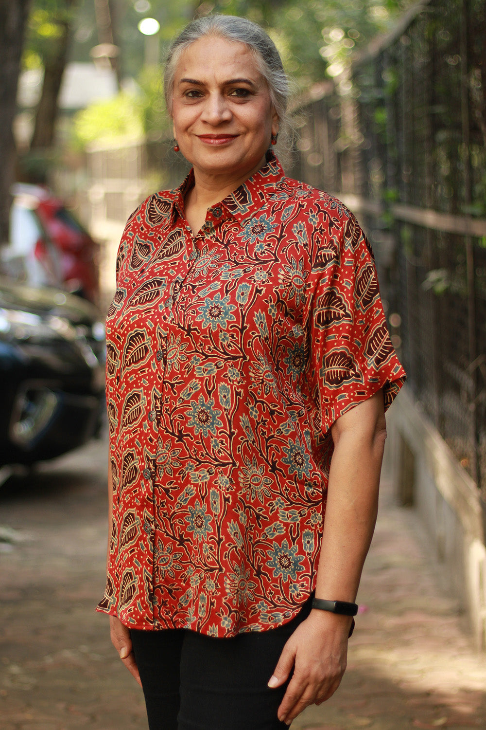 Tara | Ajrakh Modal Shirt | Red Leaf
