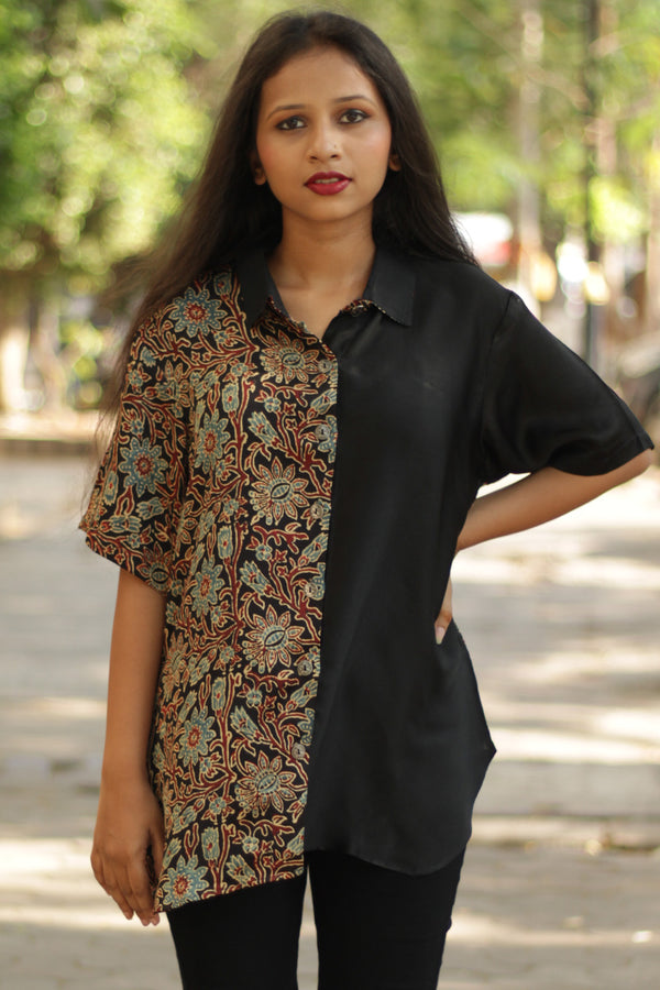 Tara | Ajrakh Modal Shirt | Noir Ajrakh
