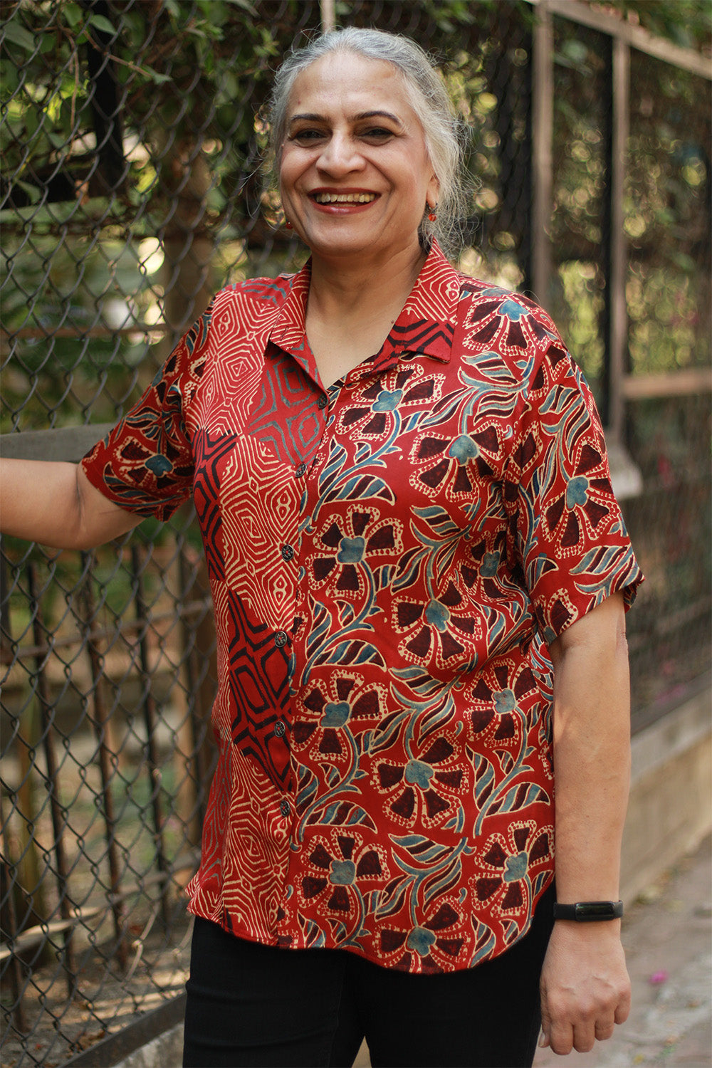 Tara | Ajrakh Modal Shirt | Red