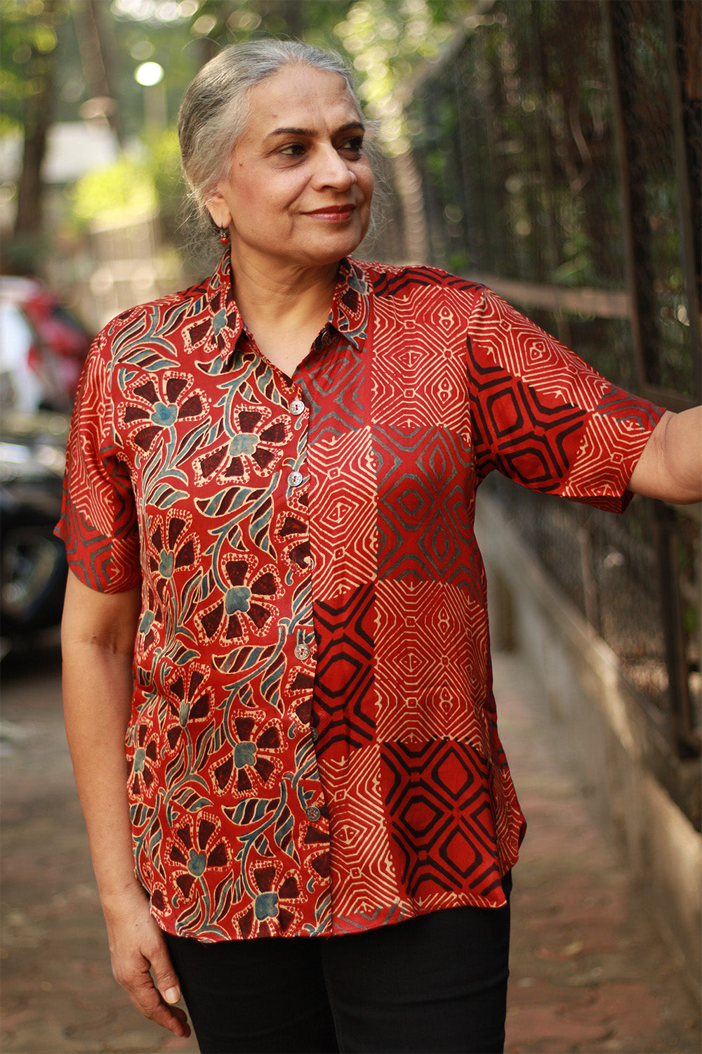 Tara | Ajrakh Modal Shirt | Red