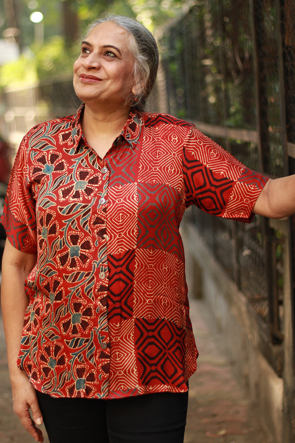 Tara | Ajrakh Modal Shirt | Red