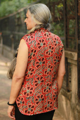 Tara | Ajrakh Modal Sleeveless Shirt | Red