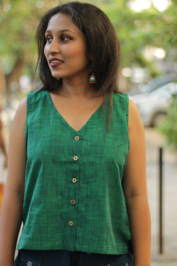Front Buttoned Vest | Forest Green