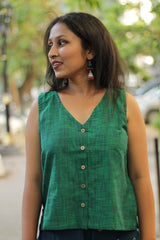 Front Buttoned Vest | Forest Green