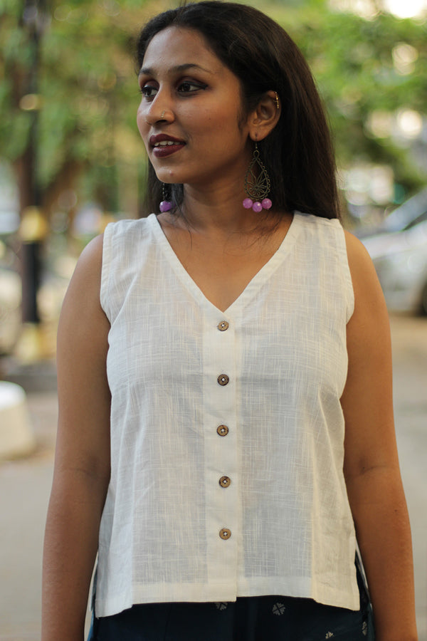 Front Buttoned Vest | Ivory