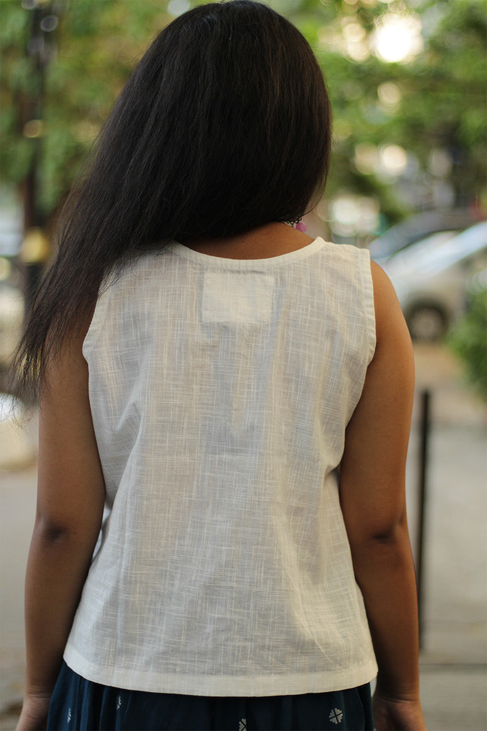 Front Buttoned Vest | White
