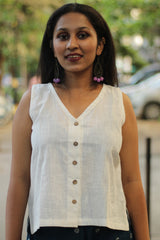 Front Buttoned Vest | White