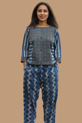 Mrittika | Crop Top | Blue Trellis Ajrakh