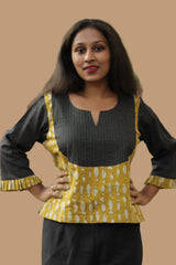 Mrittika | Crop Top | Yellow Fish Bagru