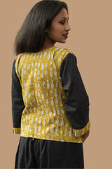 Mrittika | Crop Top | Yellow Fish Bagru