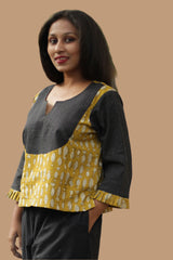 Mrittika | Crop Top | Yellow Fish Bagru