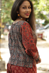 Mrittika | Crop Top | Noir Kairi Ajrakh