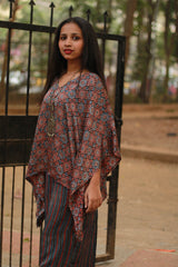 Taarini | Modal Silk Kaftan Top | Noir Universe Ajrakh