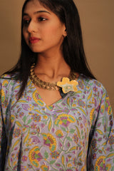 Taarini | Modal Silk Kaftan Top | Cornflower Blue Sanganeri