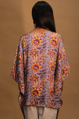 Taarini | Modal Silk Kaftan Top | Periwinkle Blue Sanganeri
