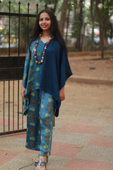 Taarini | Modal Silk Kaftan Top | Sea Green with Blue