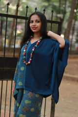 Taarini | Modal Silk Kaftan Top | Sea Green with Blue