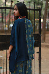 Taarini | Modal Silk Kaftan Top | Sea Green with Blue