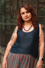 Modal Silk Vest | Navy Blue