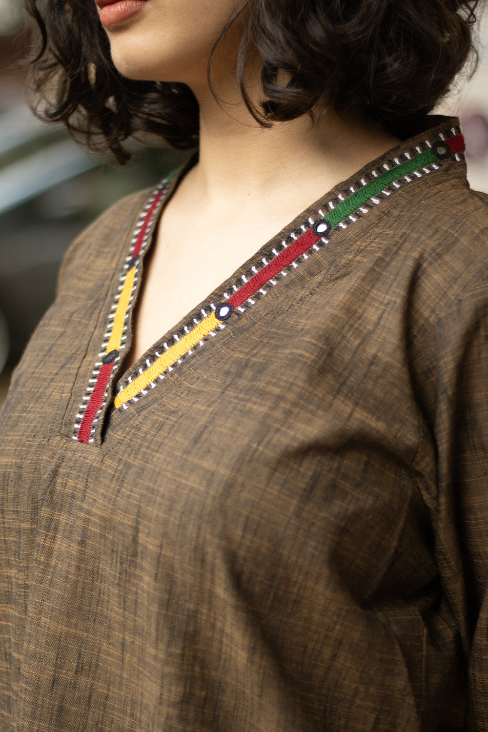 Gor Banjara | Embroidered Top | Brown