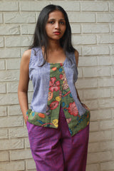 GupShup | Asymmetric Sleeveless Top | Lavender with Kalamkari