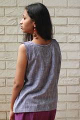 GupShup | Asymmetric Sleeveless Top | Lavender with Kalamkari