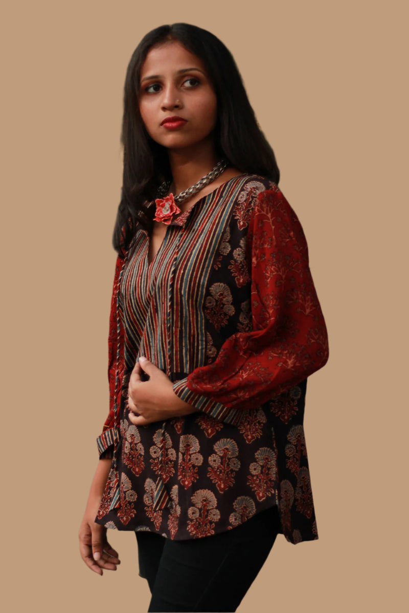 Saanjh | Cotton Top with Mul Sleeves