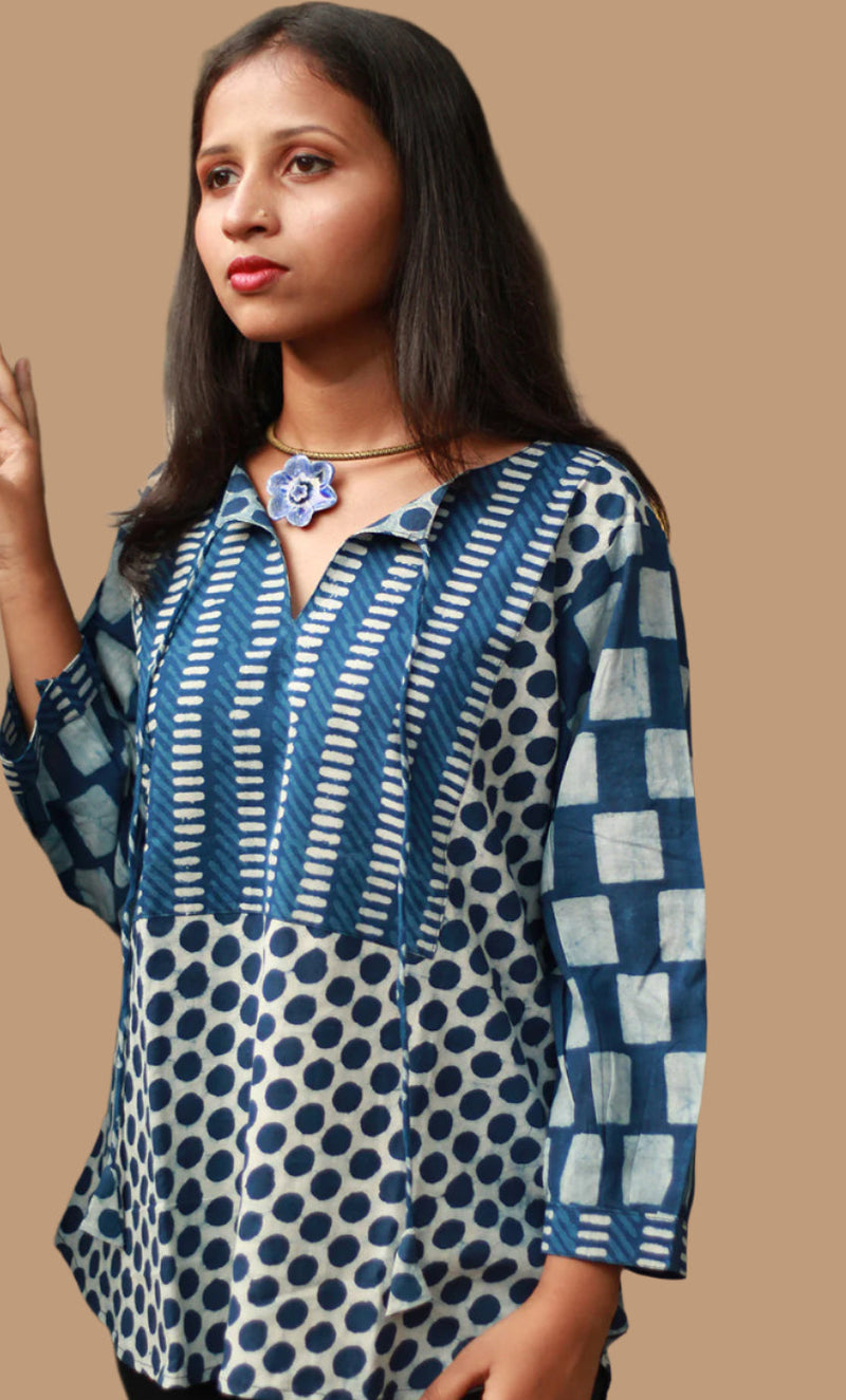 Saanjh | Cotton Top  | Indigo Bindoo