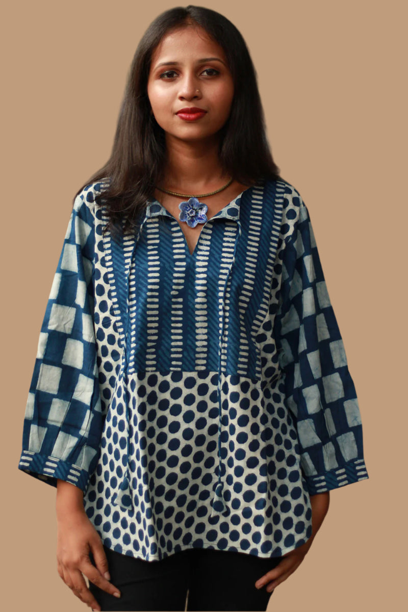 Saanjh | Cotton Top  | Indigo Bindoo