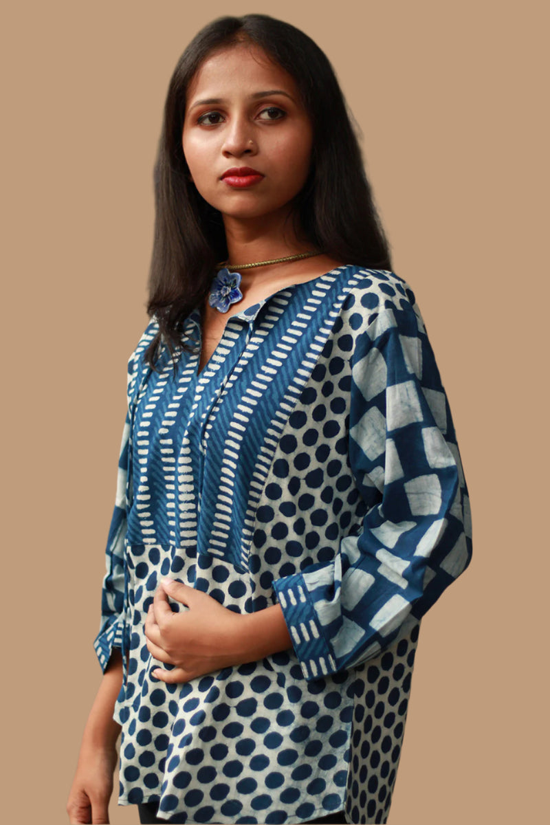 Saanjh | Cotton Top  | Indigo Bindoo