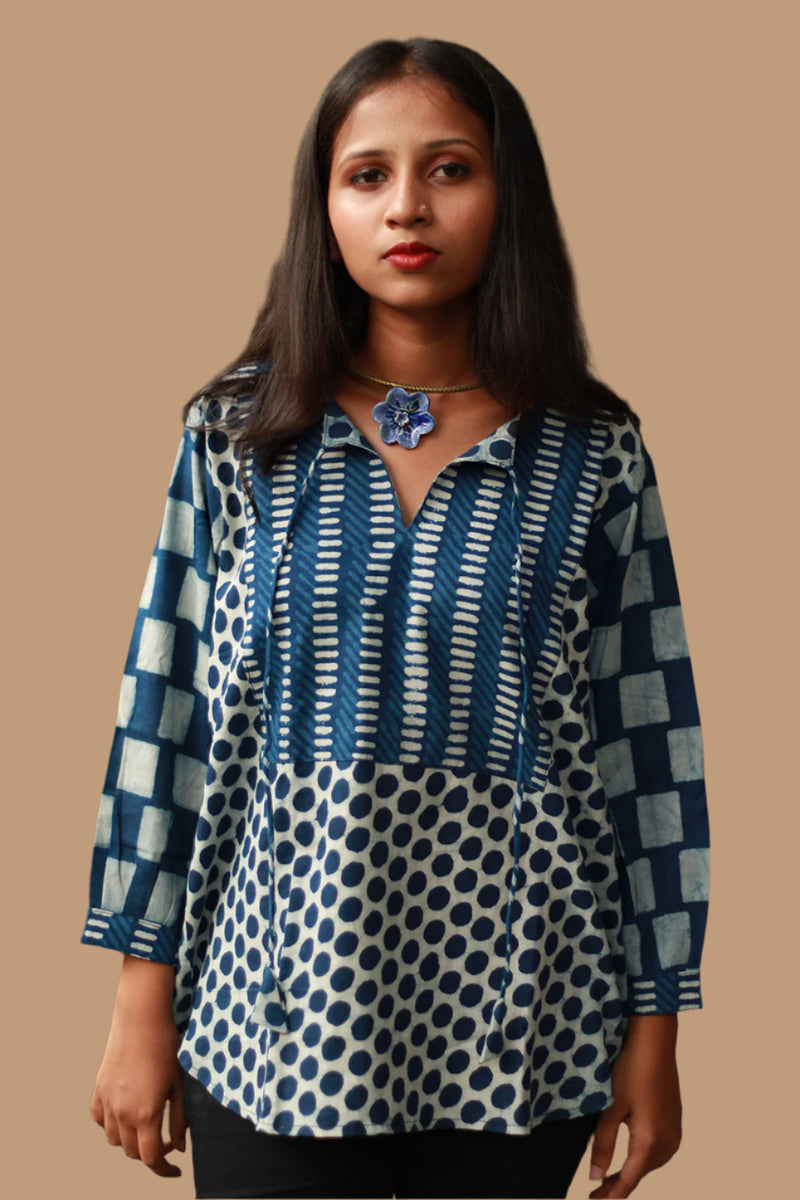 Saanjh | Cotton Top  | Indigo Bindoo