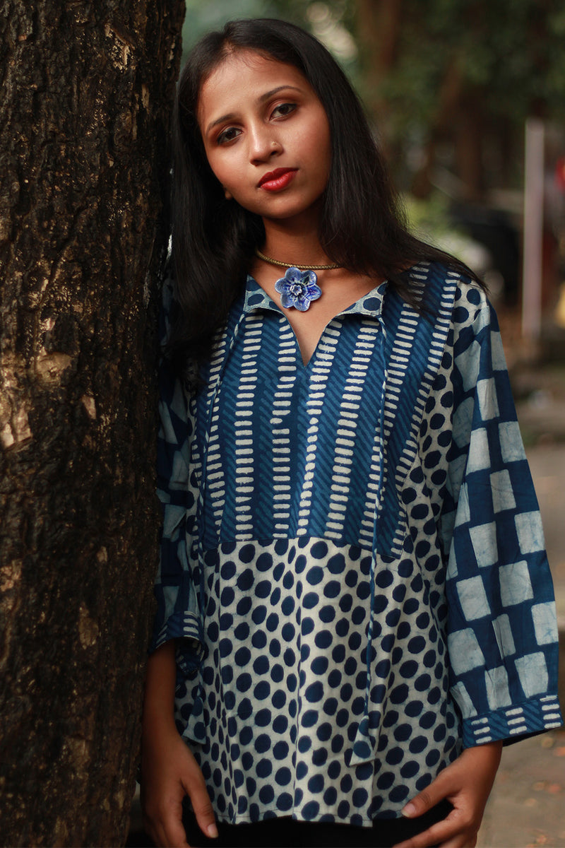 Saanjh | Cotton Top  | Indigo Bindoo