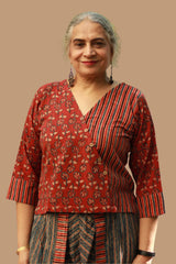 Bhoomi | Crossover Top | Kali Ajrakh Madder