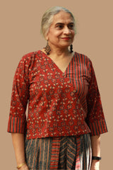 Bhoomi | Crossover Top | Kali Ajrakh Madder