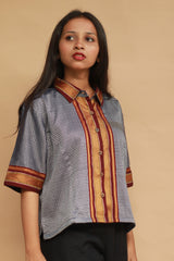 Kanaka | Khunn Cropped Shirt / Blouse | Silver